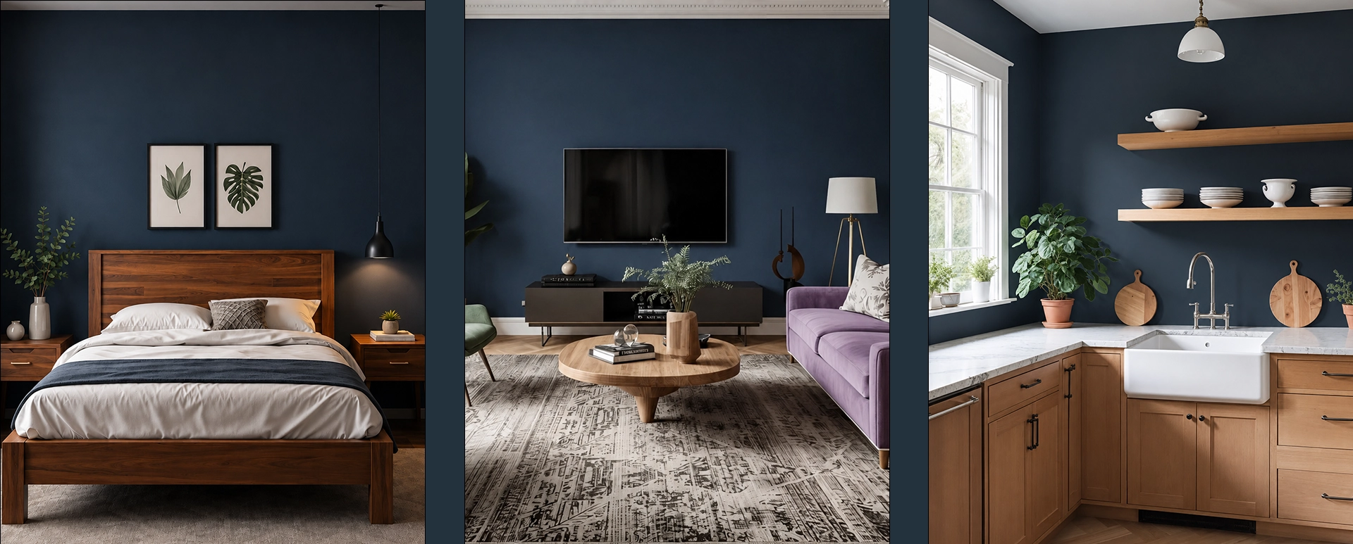 Bedroom painted in Midnight Navy